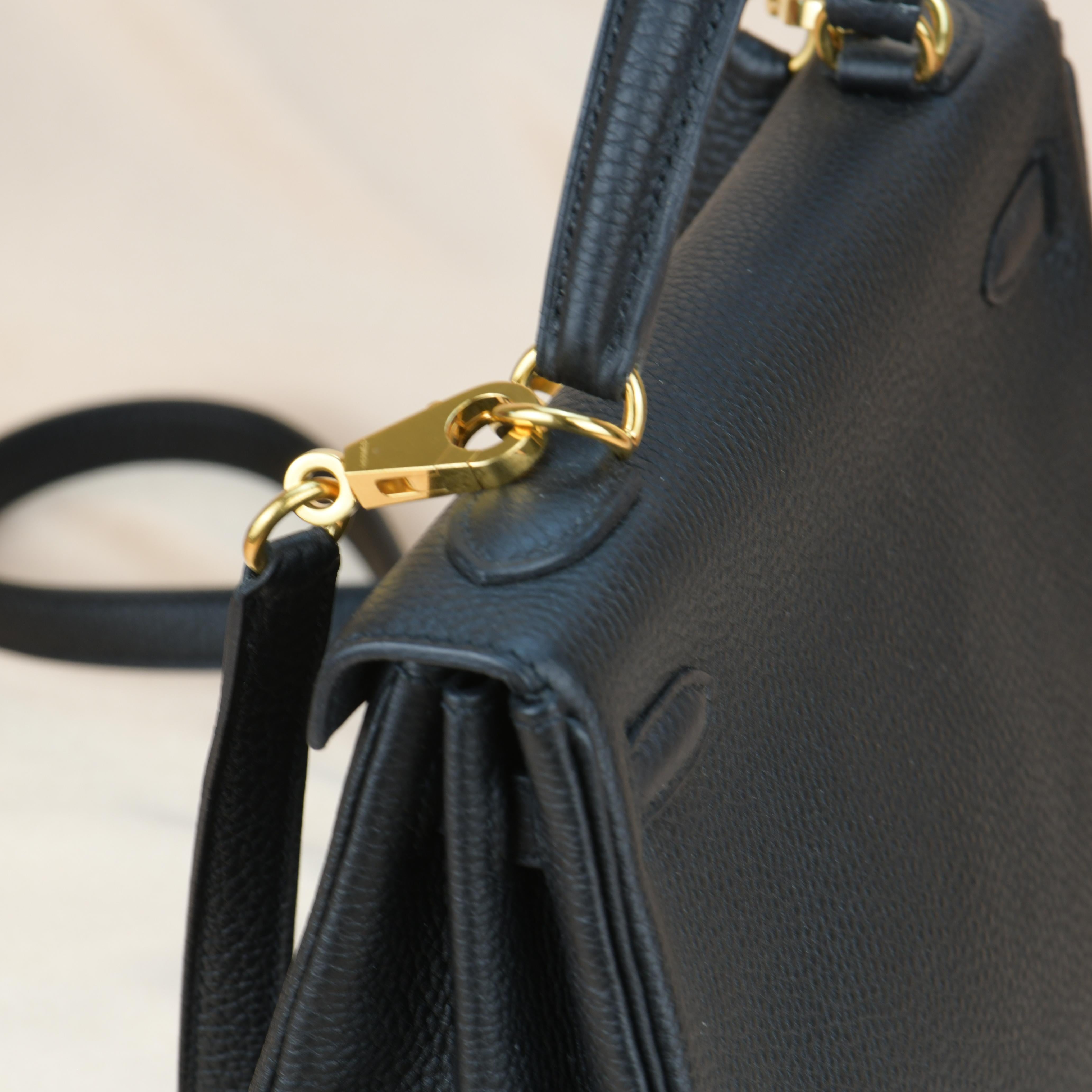 Hermes Black Togo Leather Gold Hardware Kelly 25 Bag 6