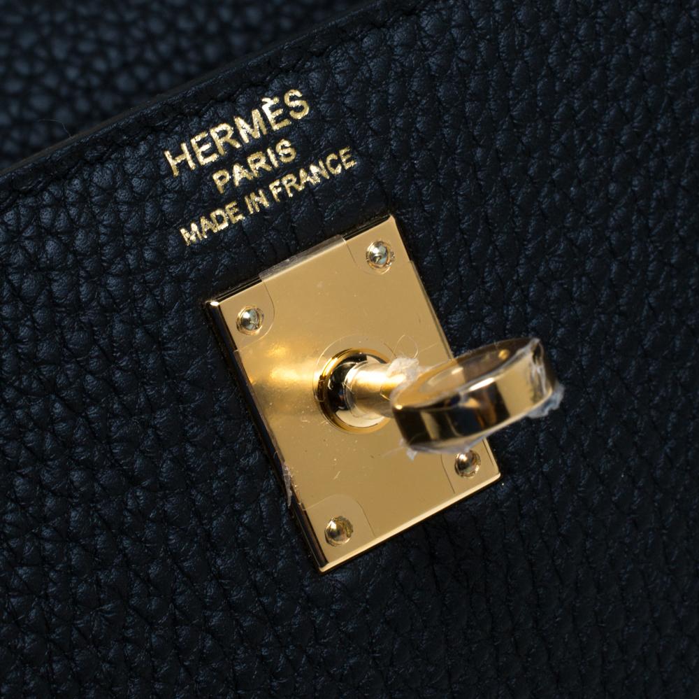 Hermes Black Togo Leather Gold Hardware Kelly Retourne 25 Bag 5