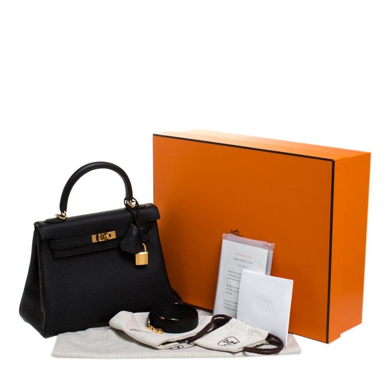 Hermes Black Togo Leather Gold Hardware Kelly Retourne 25 Bag For Sale ...