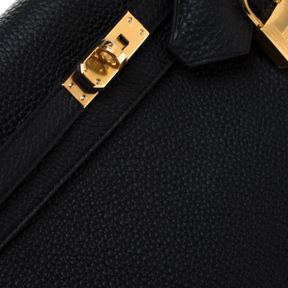 Hermes Black Togo Leather Gold Hardware Kelly Retourne 25 Bag 1