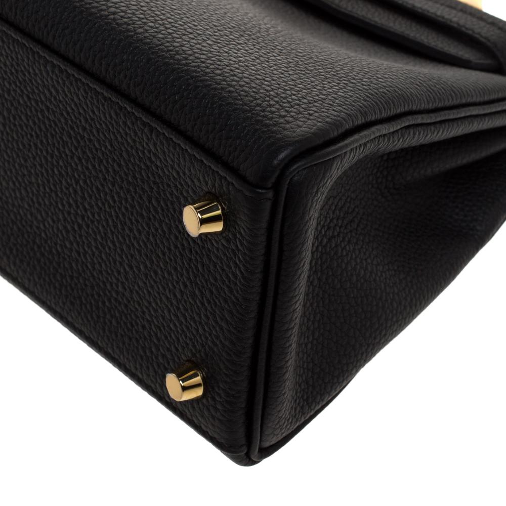 Hermes Black Togo Leather Gold Hardware Kelly Retourne 25 Bag 2