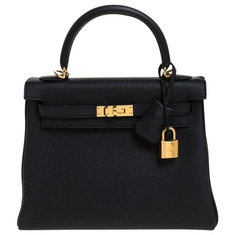 Hermes Black Togo Leather Gold Hardware Kelly Retourne 25 Bag For Sale ...