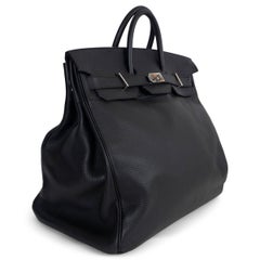 HERMES black Togo leather HAC 50 Travel Bag Phw