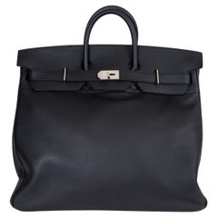 HERMES black Togo leather HAC 50 Travel Bag Phw