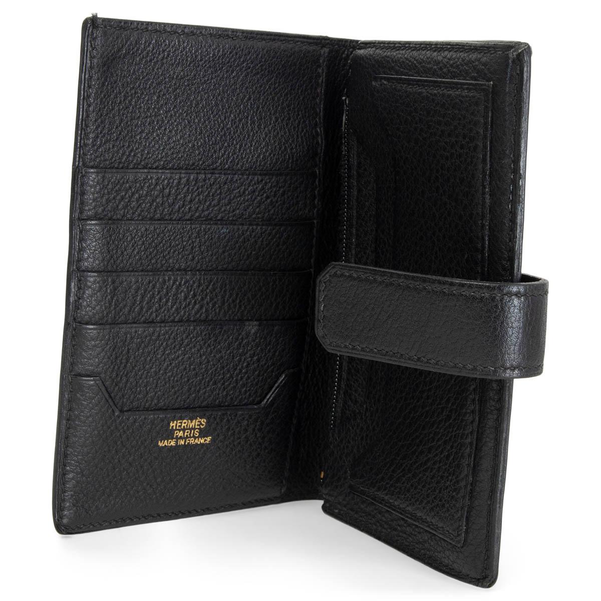 HERMES black Togo leather JURA Bi-Fold Wallet In Fair Condition In Zürich, CH