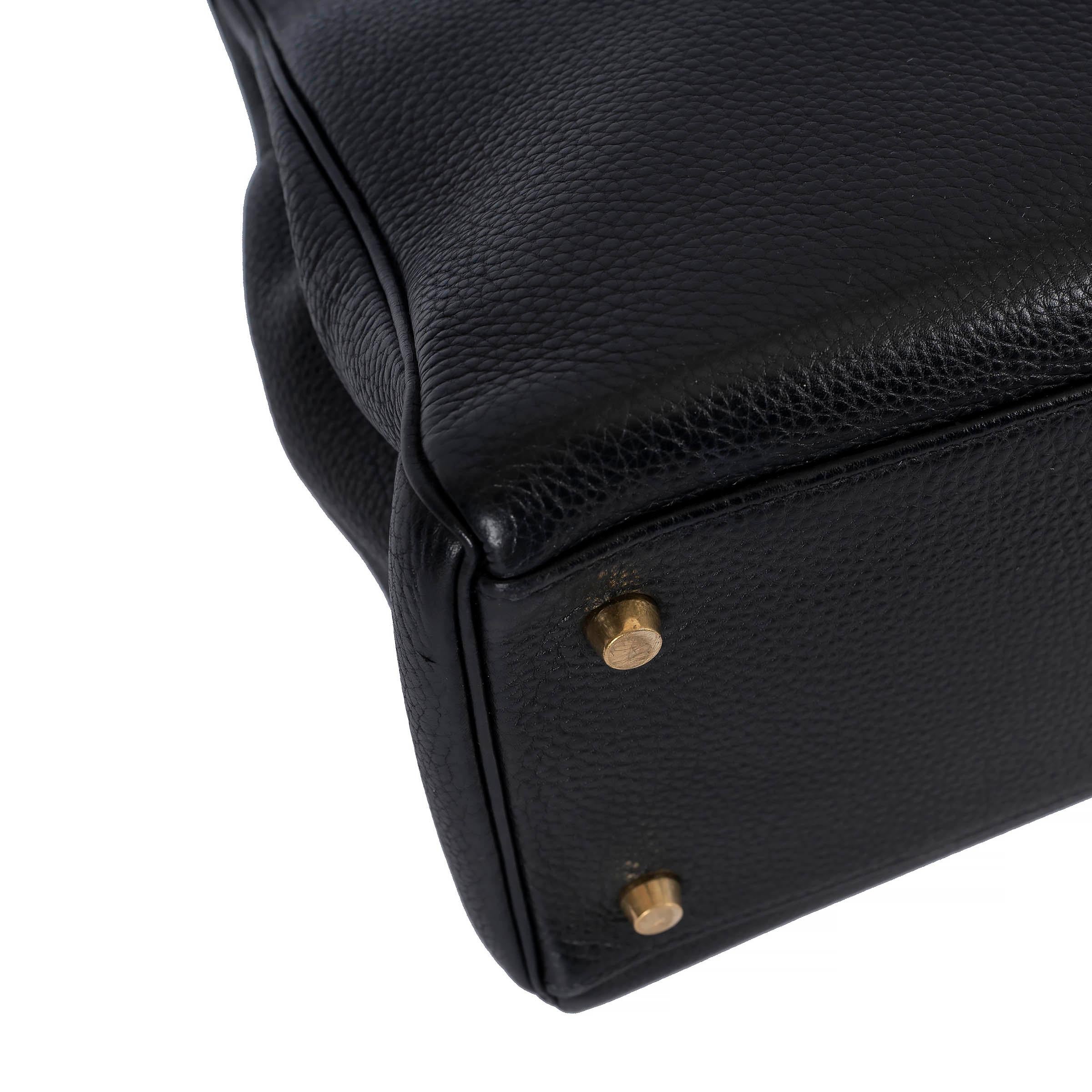 HERMES black Togo leather KELLY 35 RETOURNE Bag GHW For Sale 6