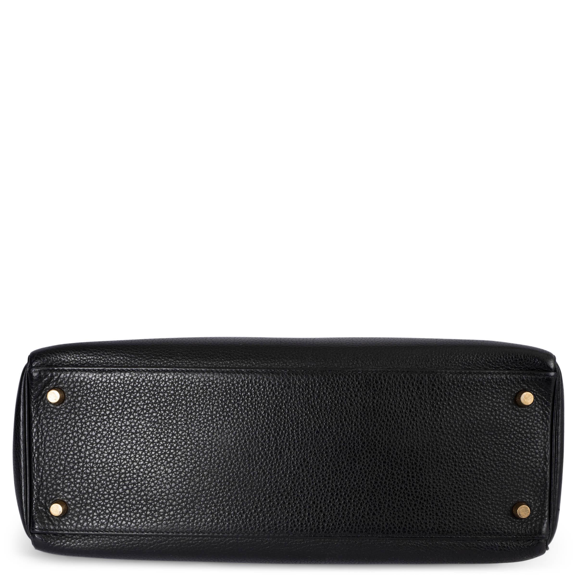 HERMES black Togo leather KELLY 35 RETOURNE Bag GHW In Fair Condition For Sale In Zürich, CH
