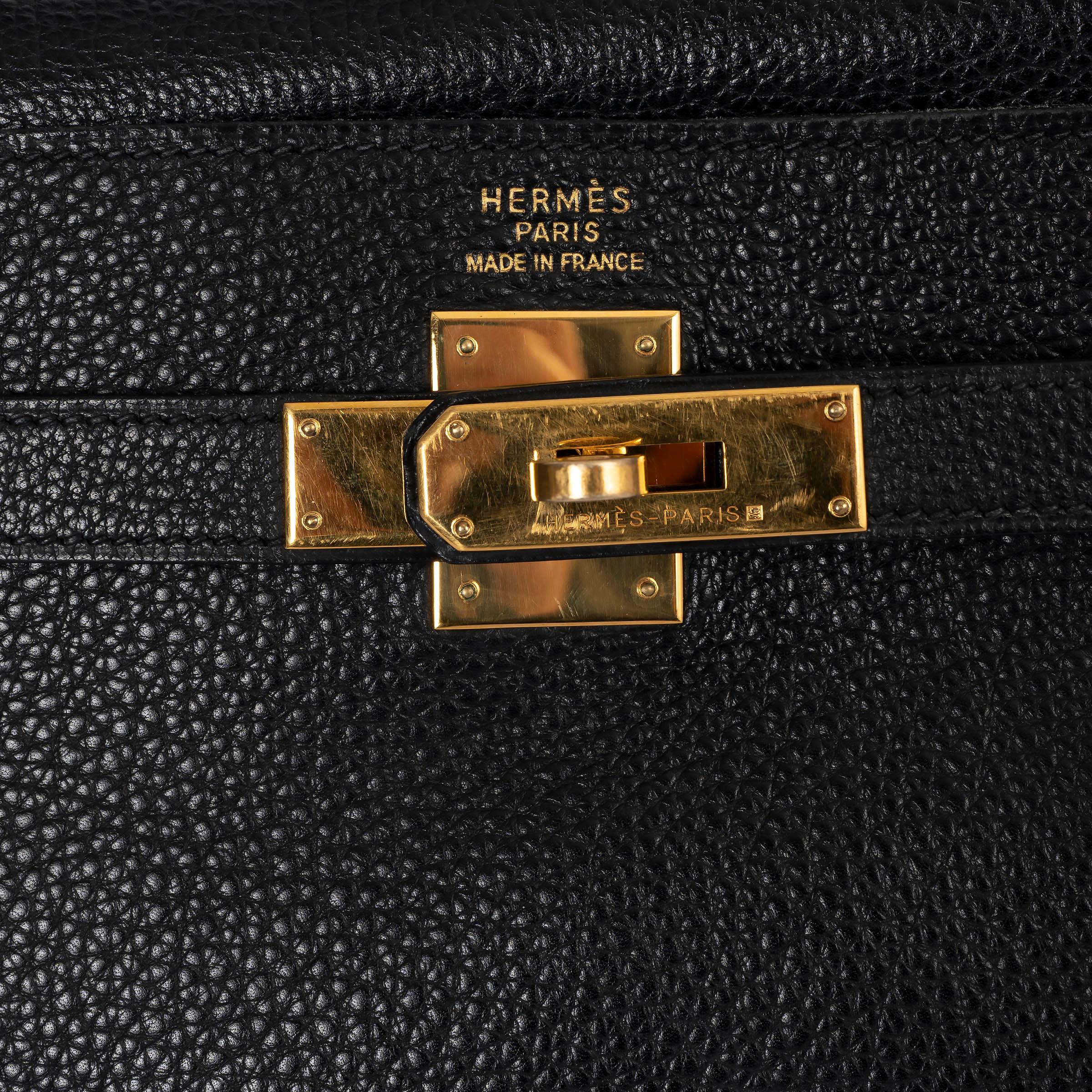 HERMES black Togo leather KELLY 35 RETOURNE Bag GHW For Sale 1