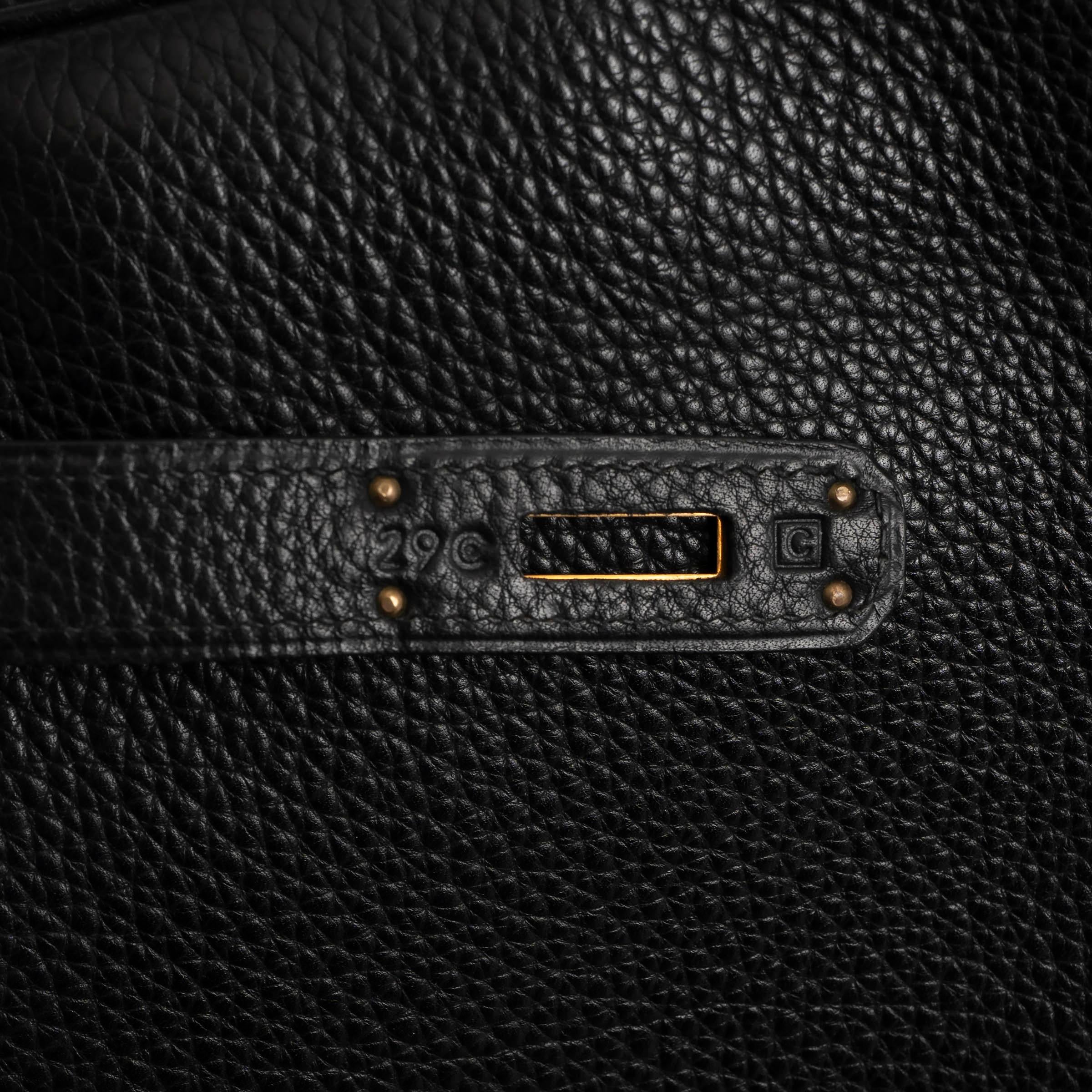 HERMES black Togo leather KELLY 35 RETOURNE Bag GHW For Sale 2