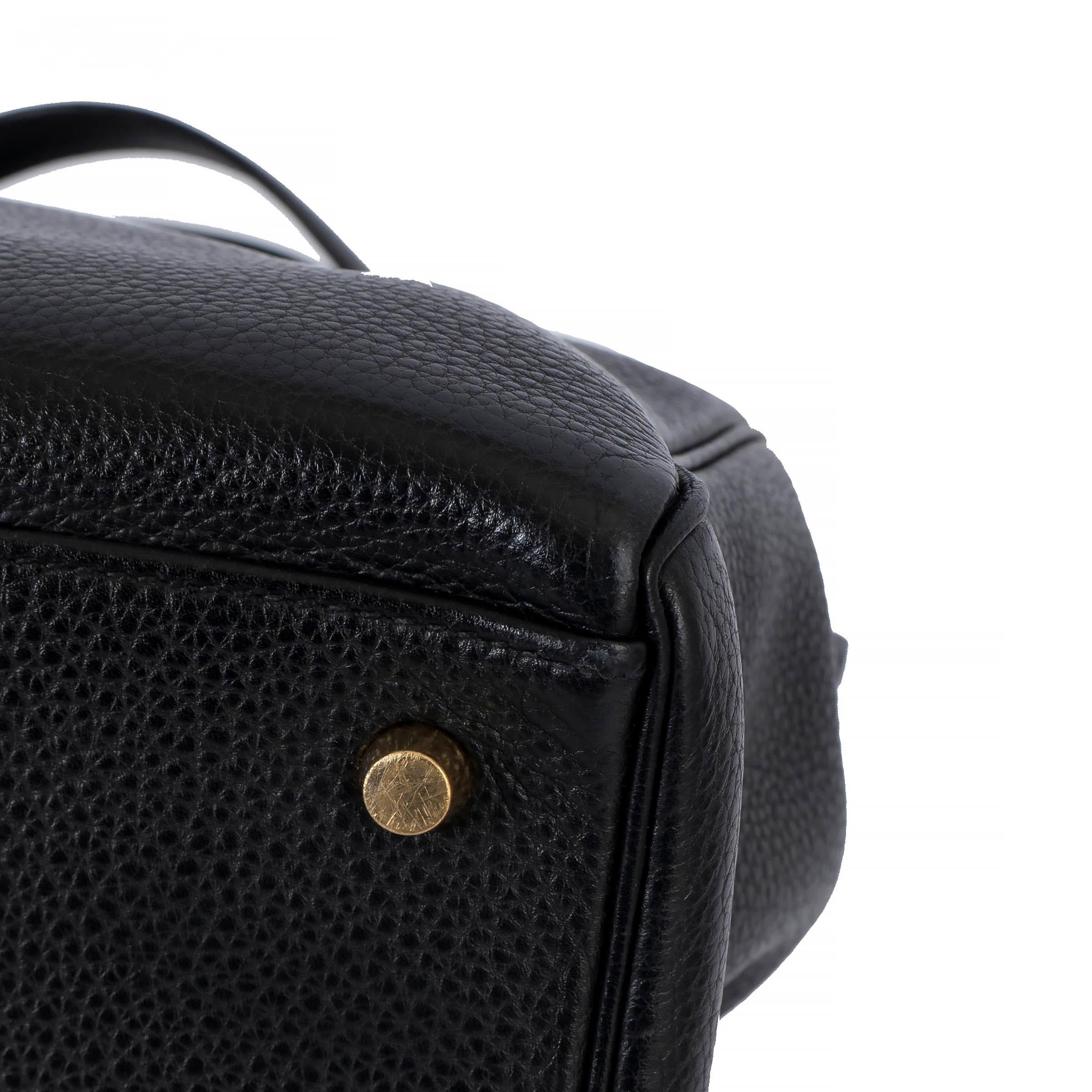 HERMES black Togo leather KELLY 35 RETOURNE Bag GHW For Sale 4