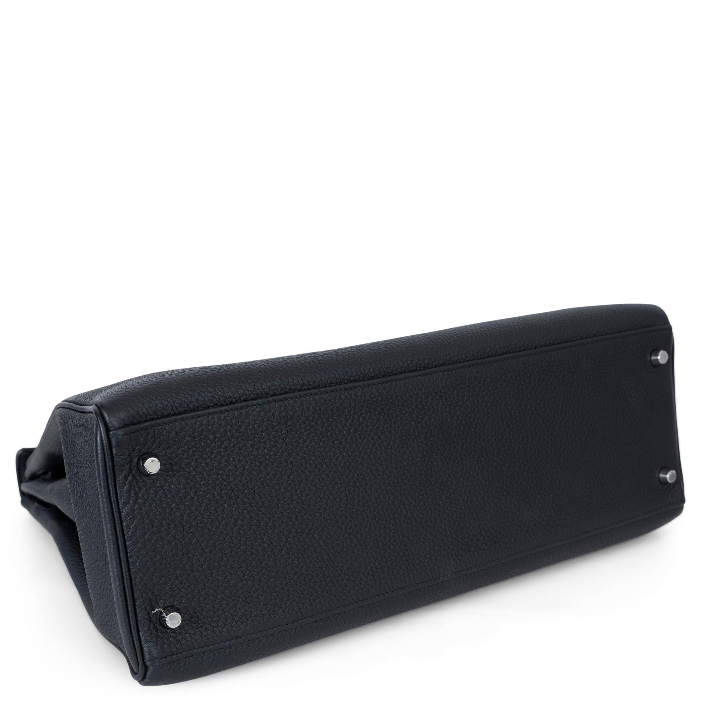 HERMES black Togo leather KELLY 40 RETOURNE Bag PHW Excellent état - En vente à Zürich, CH