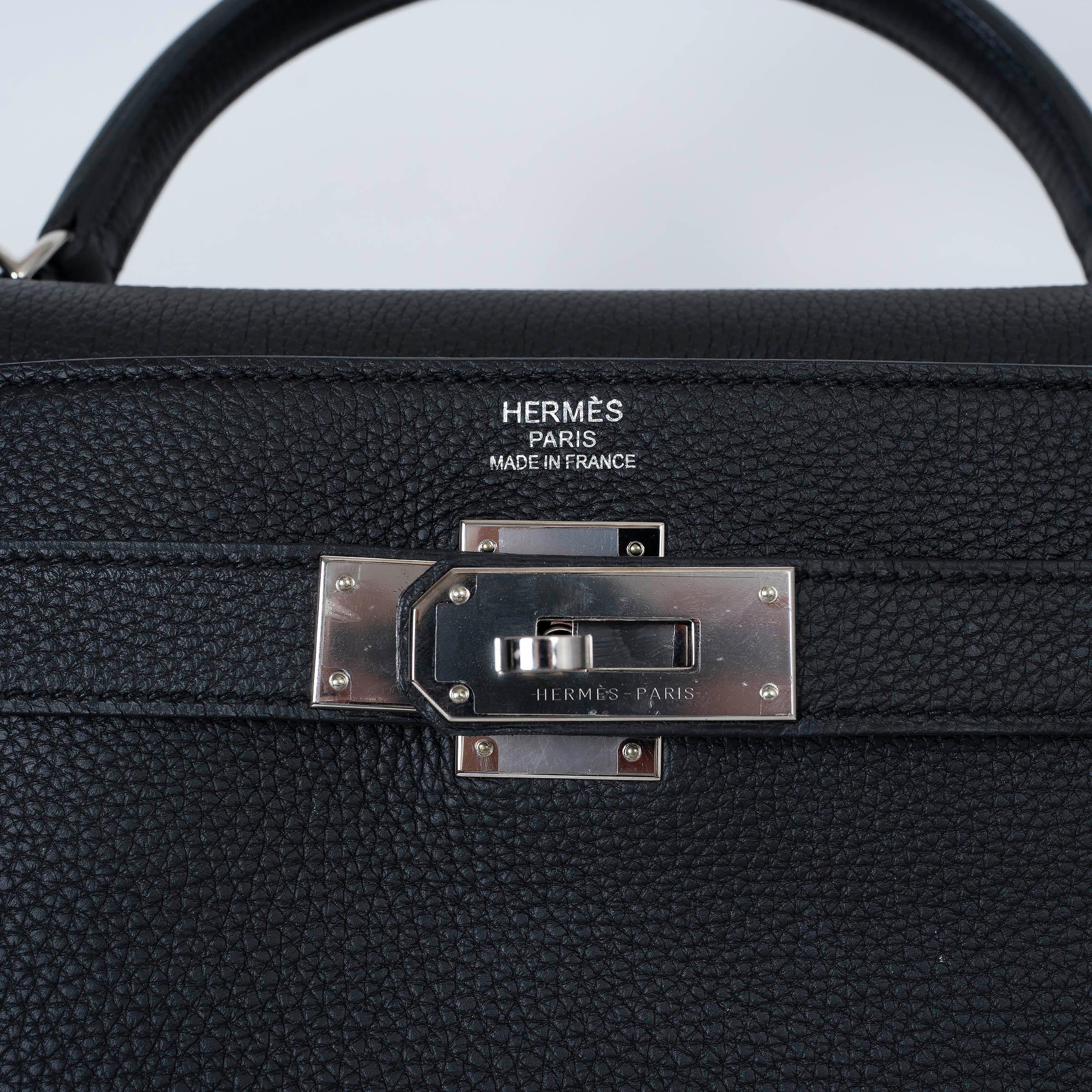 HERMES black Togo leather KELLY 40 RETOURNE Bag PHW en vente 1