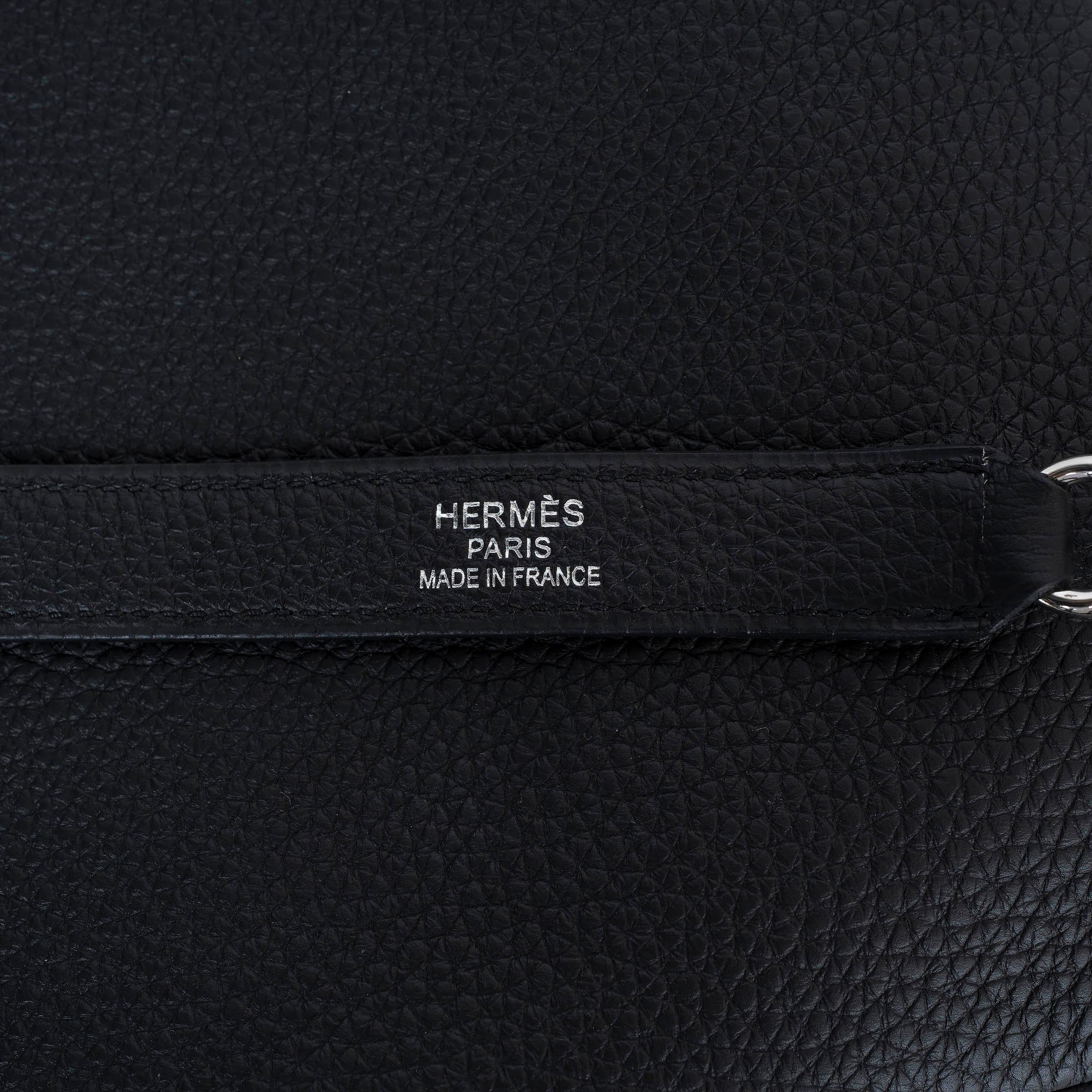 HERMES black Togo leather KELLY 40 RETOURNE Bag PHW en vente 2