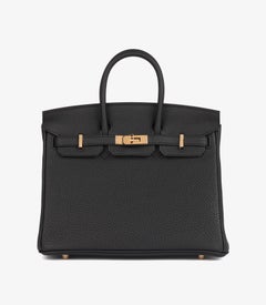 Hermès Birkin 25cm in pelle nera Togo Retourne
