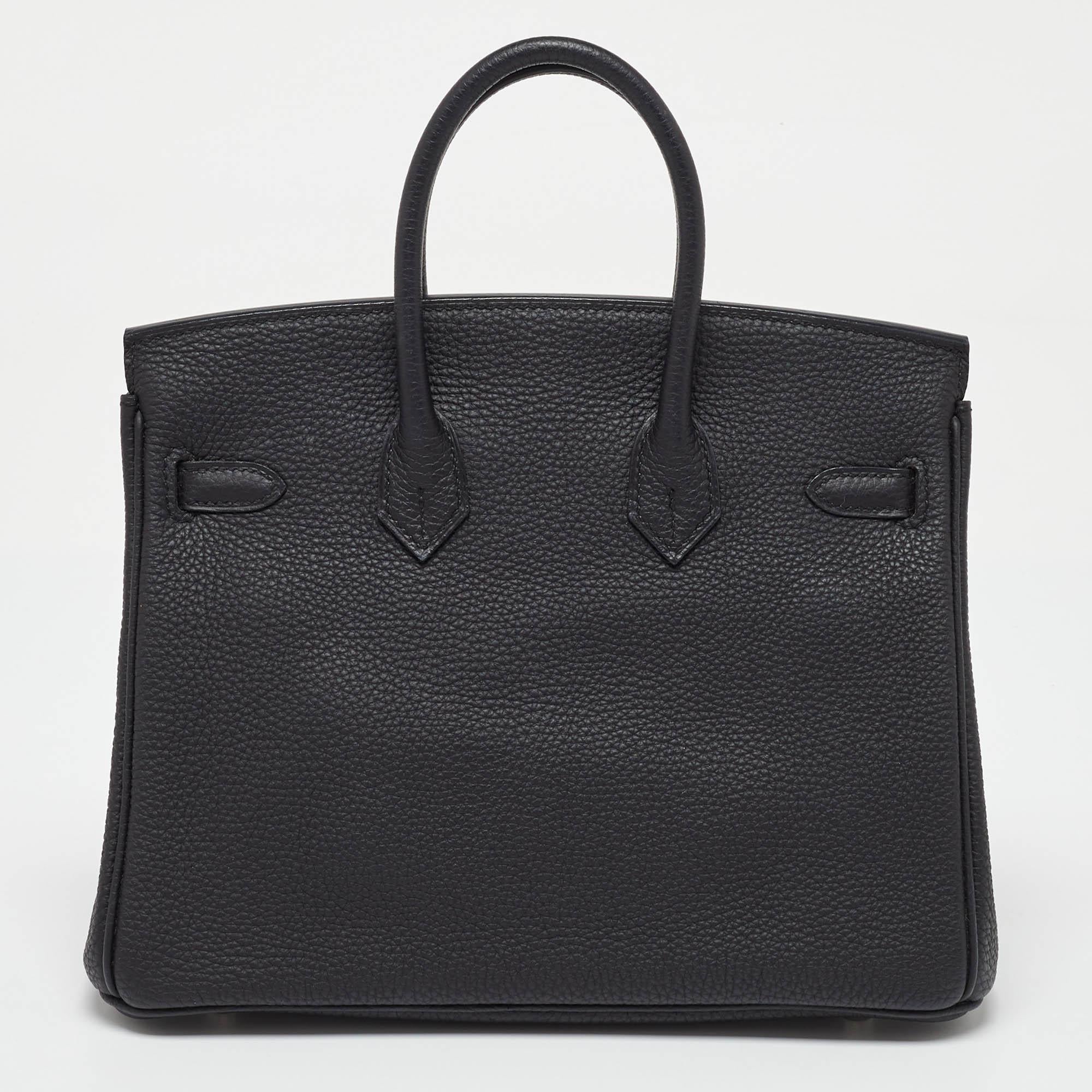 Women's Hermes Black Togo Leather Palladium Finish Birkin 25 Bag