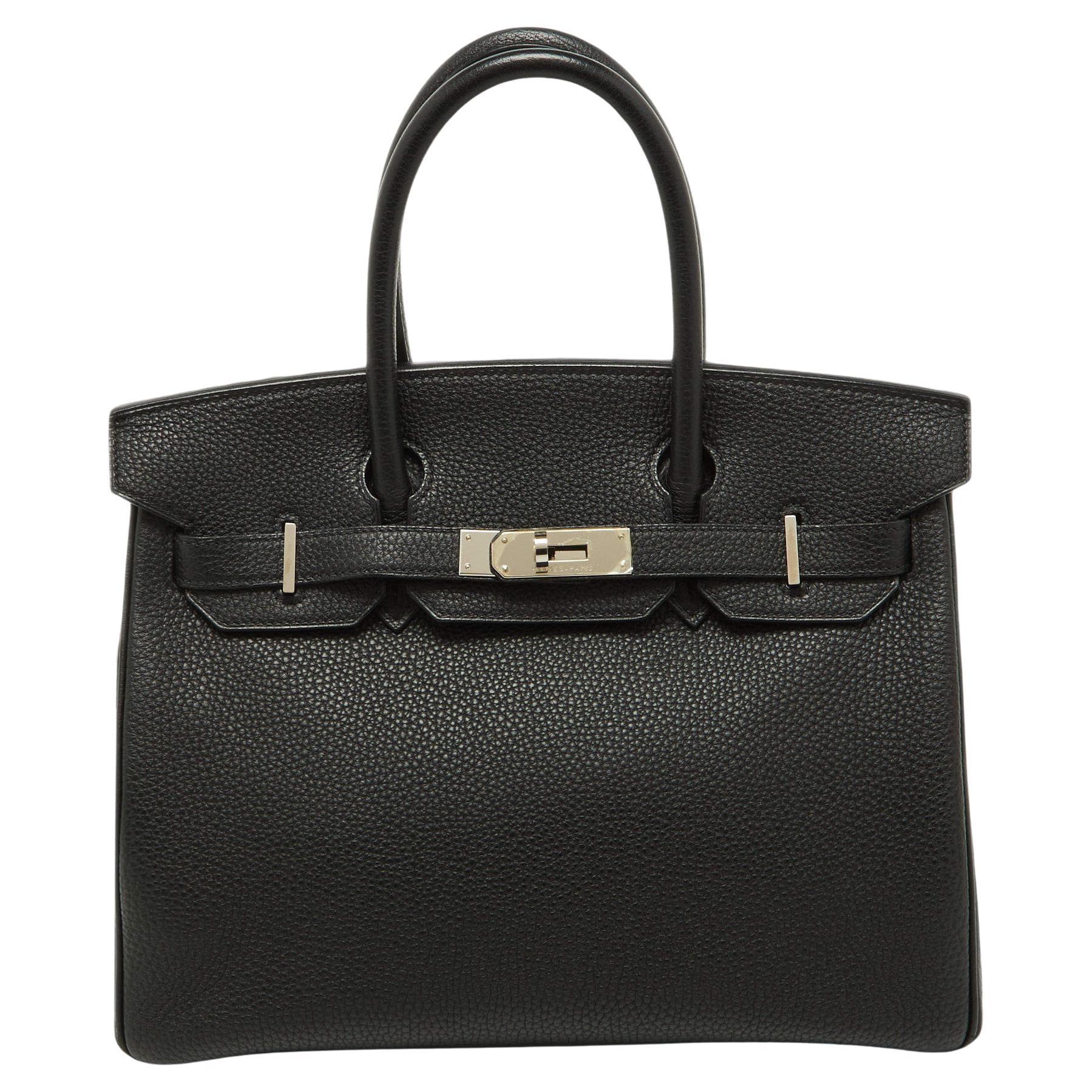 Hermes Black Togo Leather Palladium Finish Birkin 30 Bag