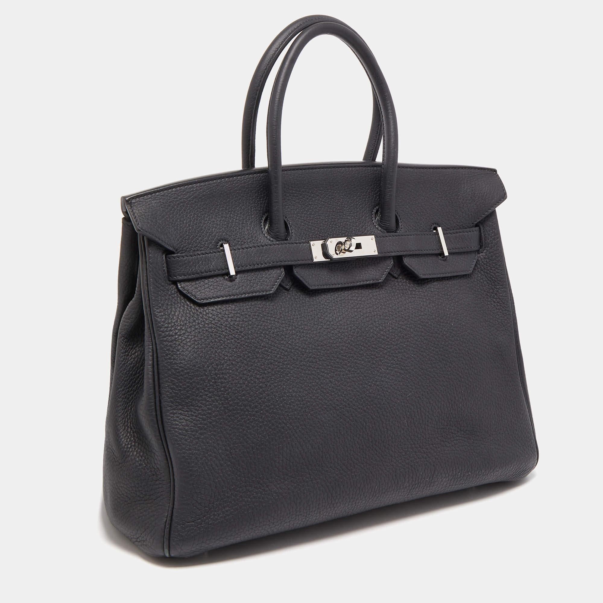 Women's Hermes Black Togo Leather Palladium Finish Birkin 35 Bag