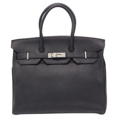 Hermes Black Togo Leather Palladium Finish Birkin 35 Bag
