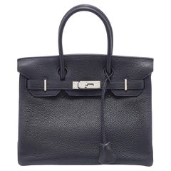Hermes Black Togo Leather Palladium Finished Birkin 30 Bag