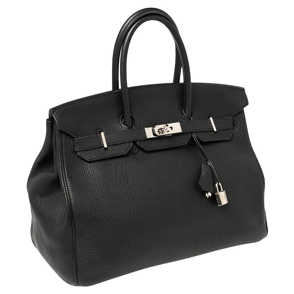 Women's Hermes Black Togo Leather Palladium Hardware Birkin 35 Bag