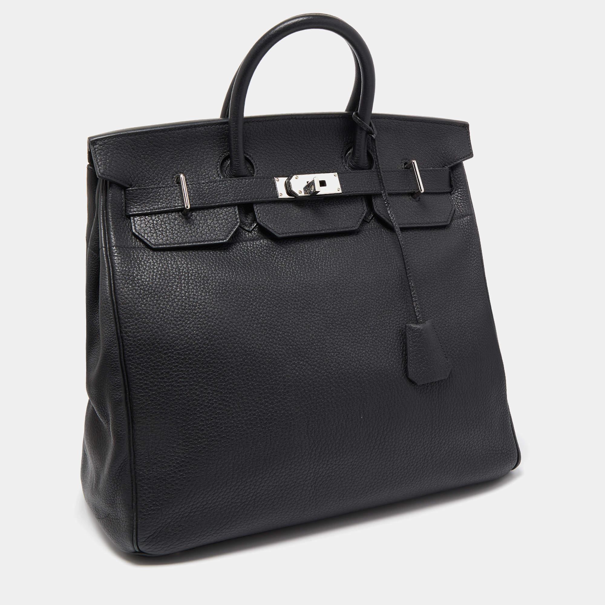 Hermes Black Togo Leather Palladium Plated HAC Birkin 40 Bag In Good Condition In Dubai, Al Qouz 2