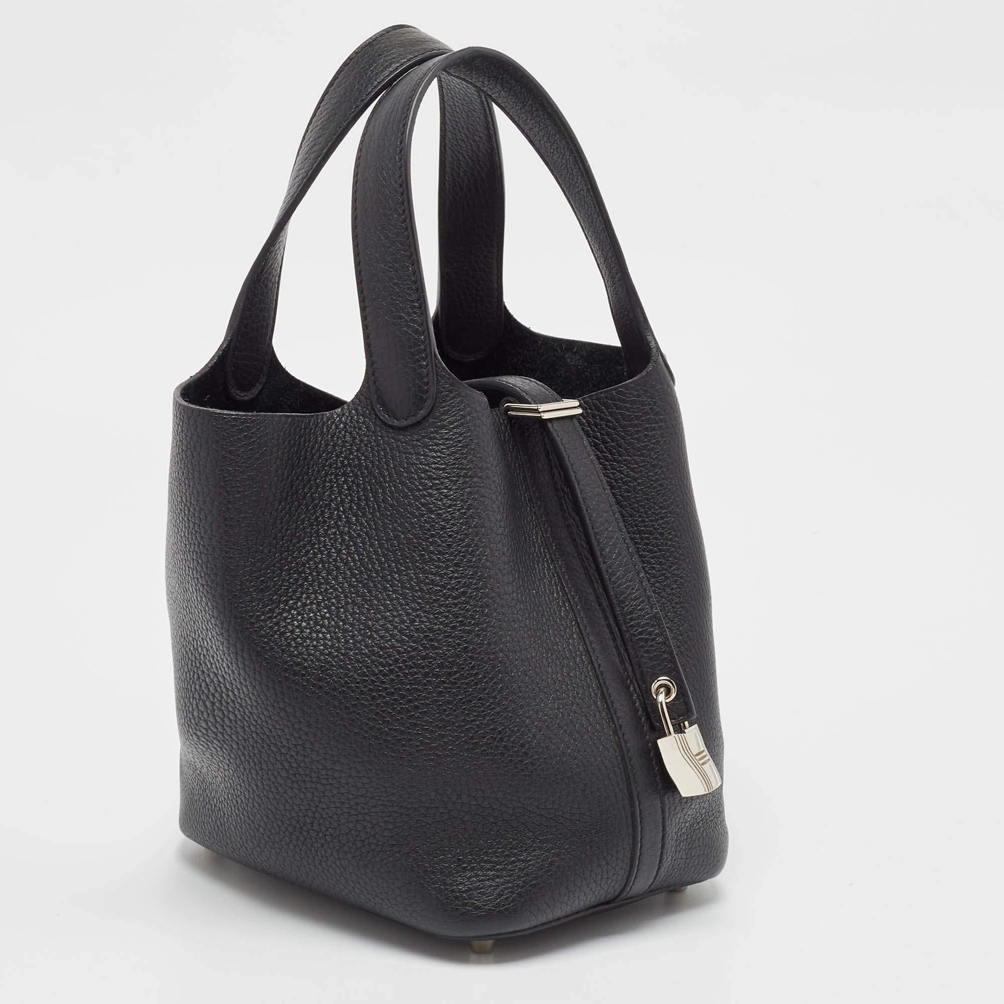 Hermes Black Togo Leather Picotin Lock 18 Bag In Good Condition In Dubai, Al Qouz 2