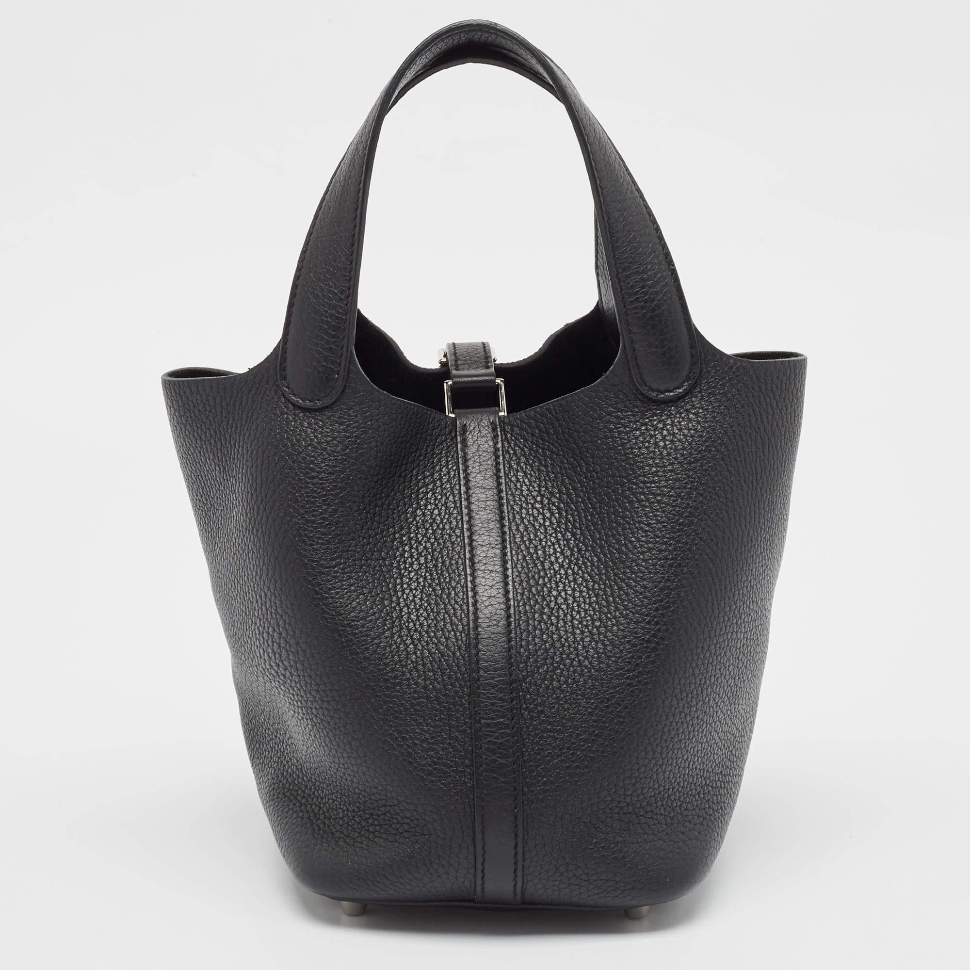 Women's Hermes Black Togo Leather Picotin Lock 18 Bag