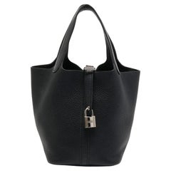 Hermes Black Togo Leather Picotin Lock 18 Bag