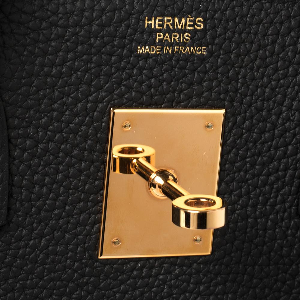 Hermes Black Togo Leather Rose Gold Finished Birkin 30 Bag 1