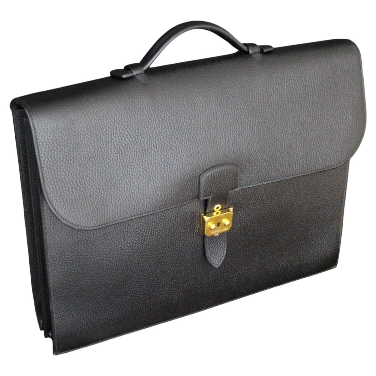 Hermes Nero Togo Pelle Sac A Depeches Cartella, Hermes Cartella, Hermes Borsa
