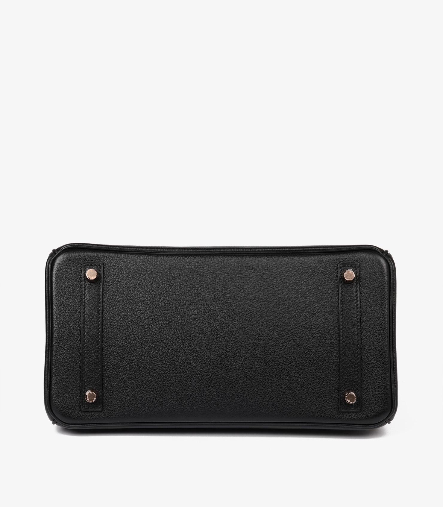 Hermès Schwarzes Togo Leder & Glänzendes Porosus Krokodilleder Touch Birkin 30cm 1