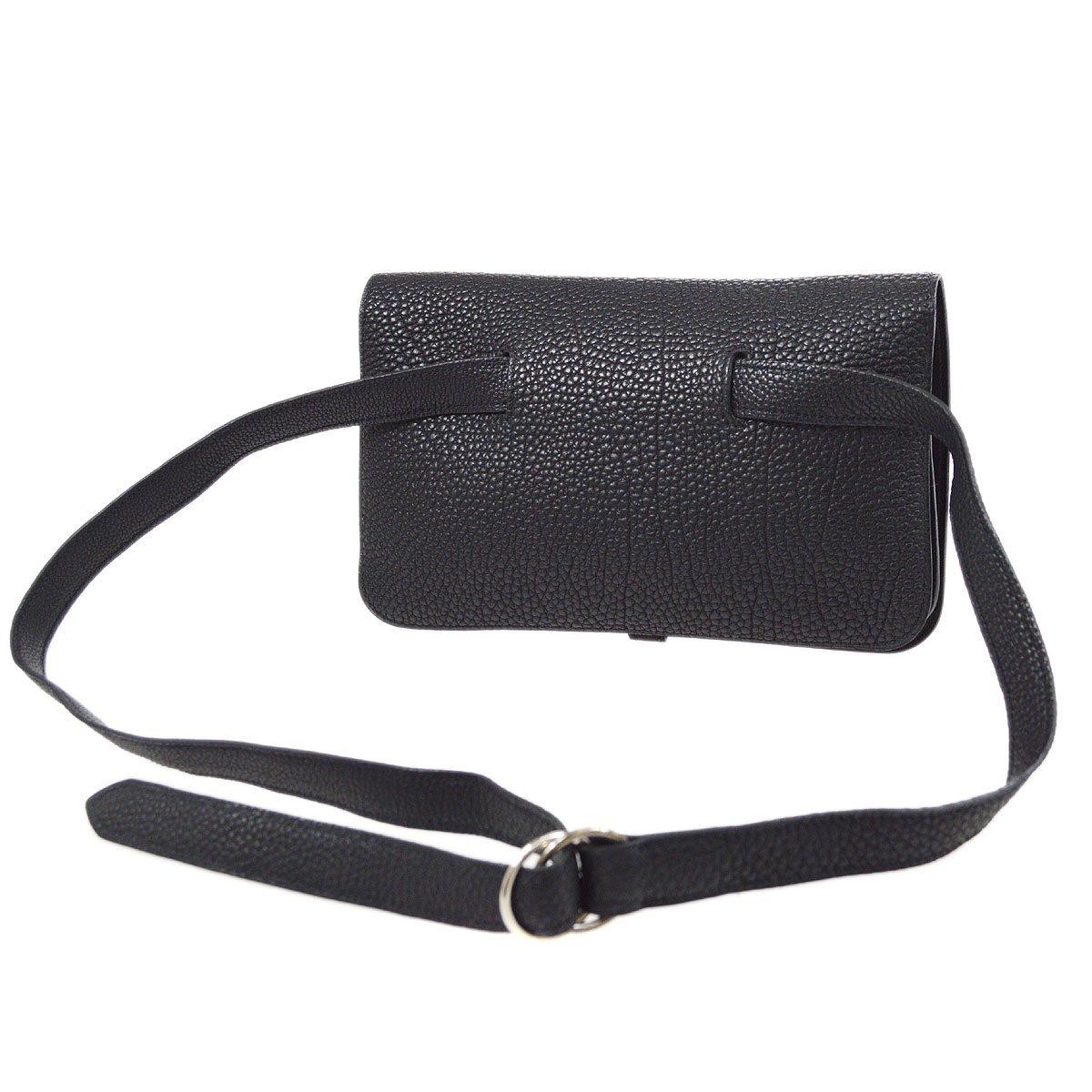 HERMES Borsa con cintura Dogon in pelle nera di Togo con hardware d'argento In condizioni buone in vendita a Chicago, IL