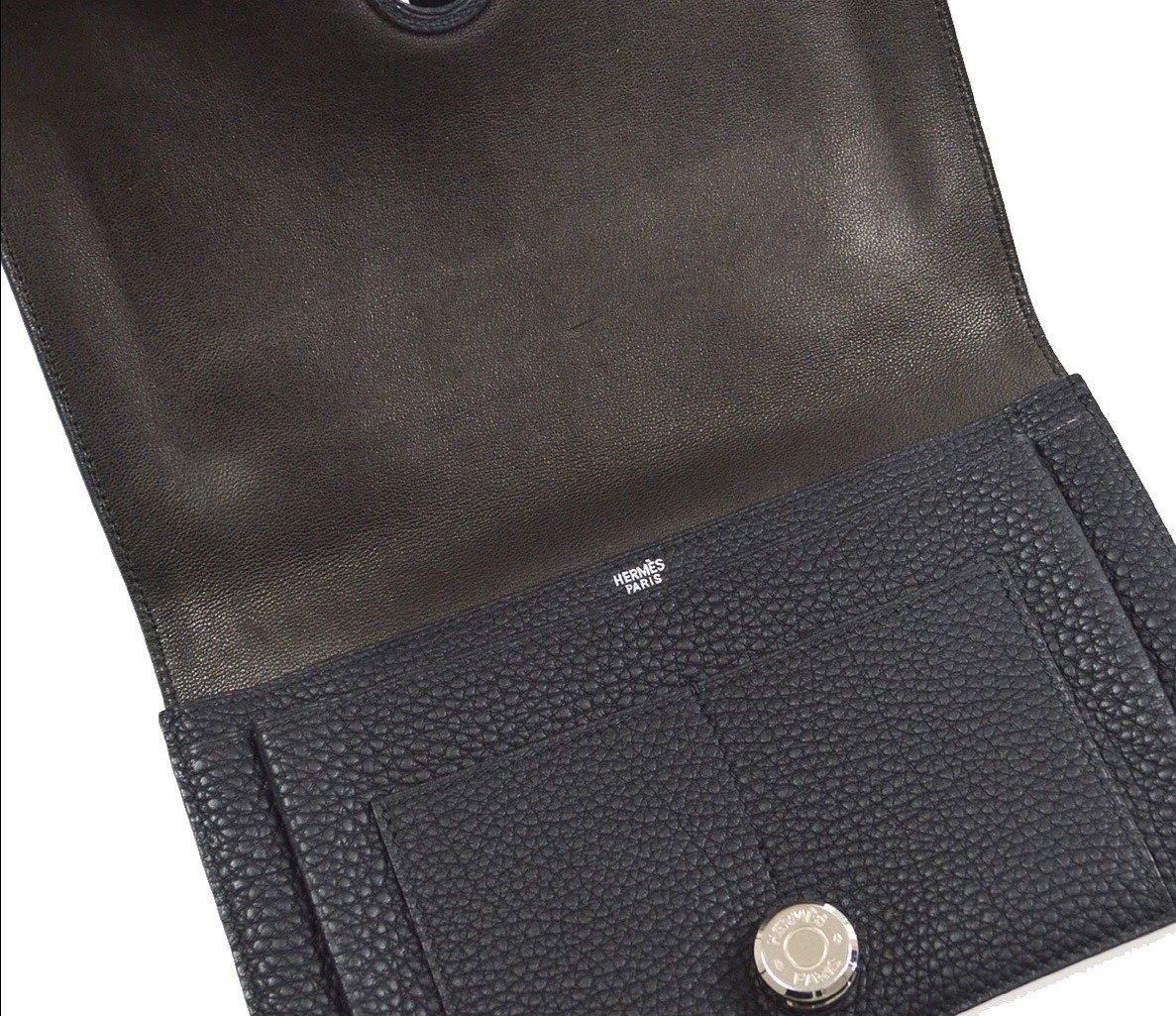 Donna HERMES Borsa con cintura Dogon in pelle nera di Togo con hardware d'argento in vendita