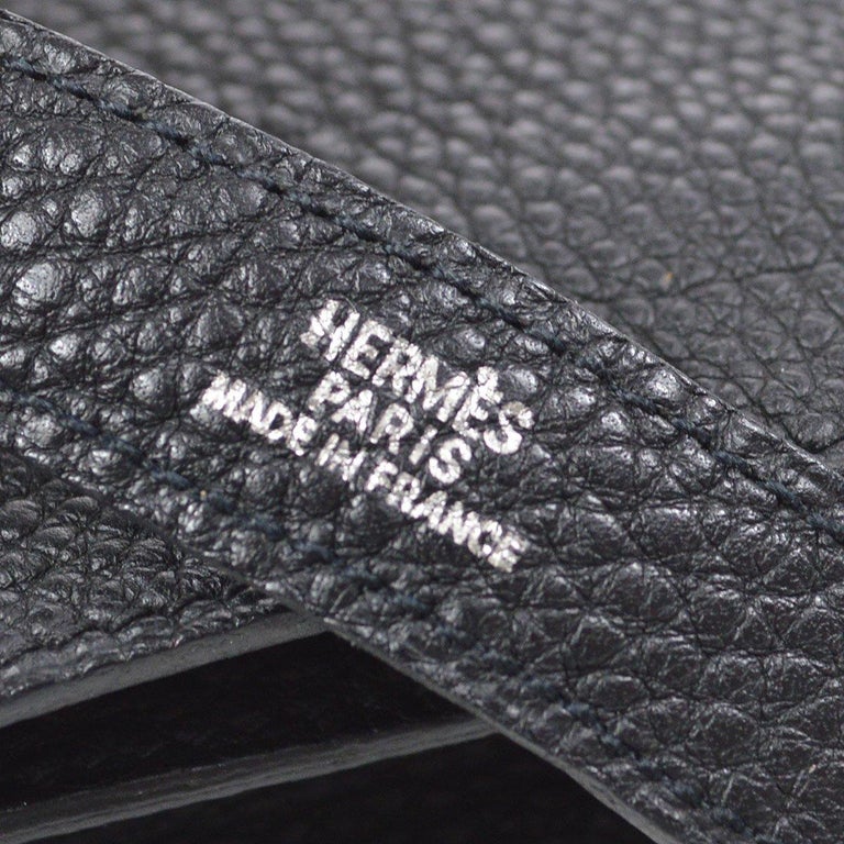 HERMES Black Togo Leather Silver Hardware Dogon Waist Belt Bag For Sale