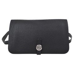 HERMES Borsa con cintura Dogon in pelle nera di Togo con hardware d'argento