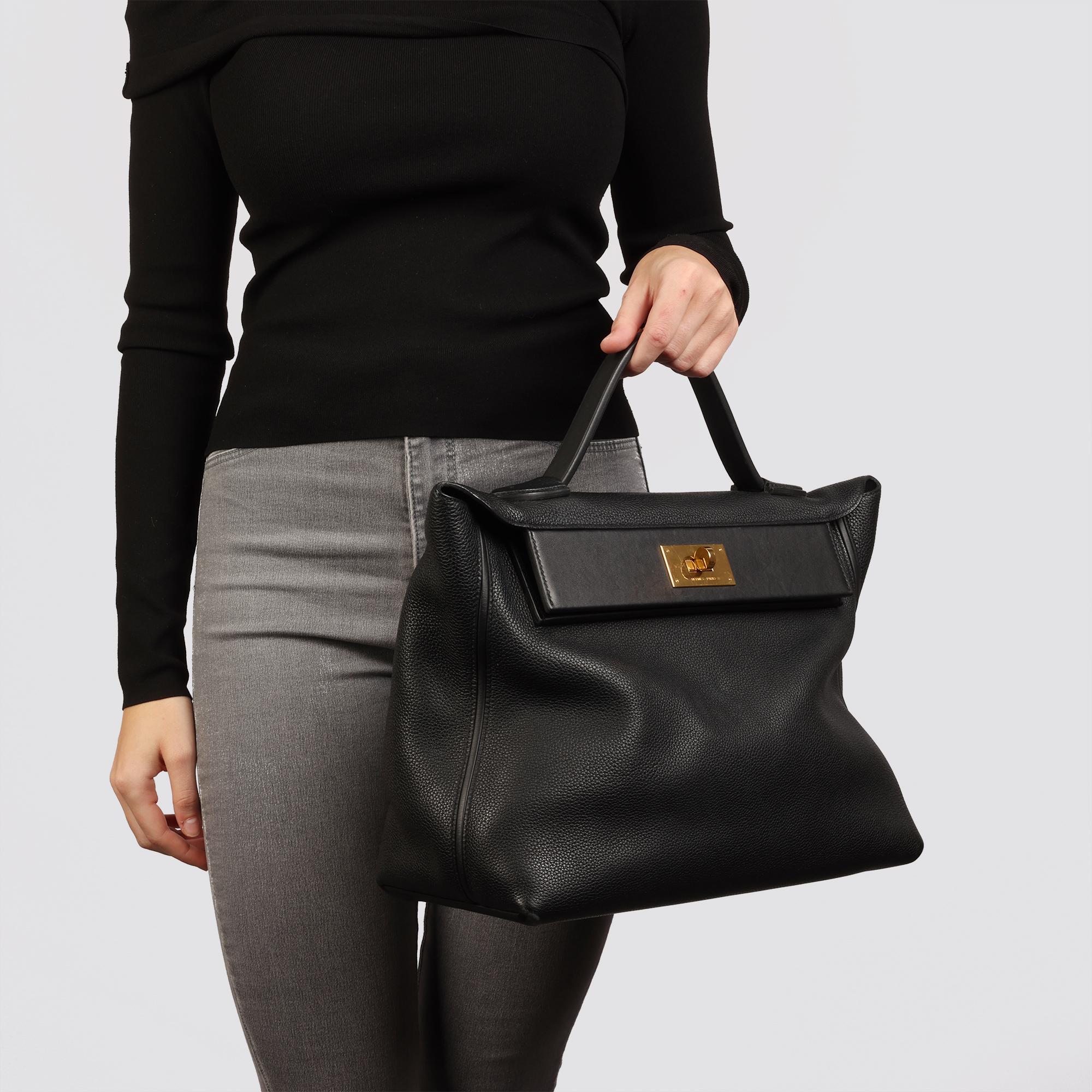 Hermès Cuir Togo noir et cuir Swift 24/24 35cm en vente 7