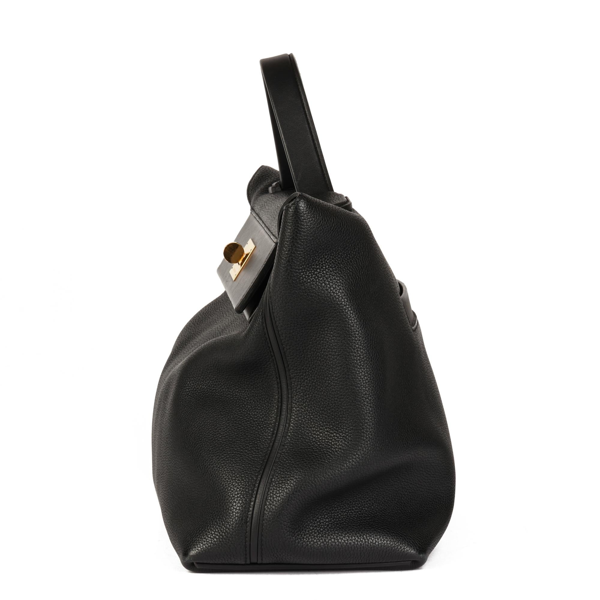 Women's Hermès Black Togo Leather & Swift Leather 24/24 35cm For Sale