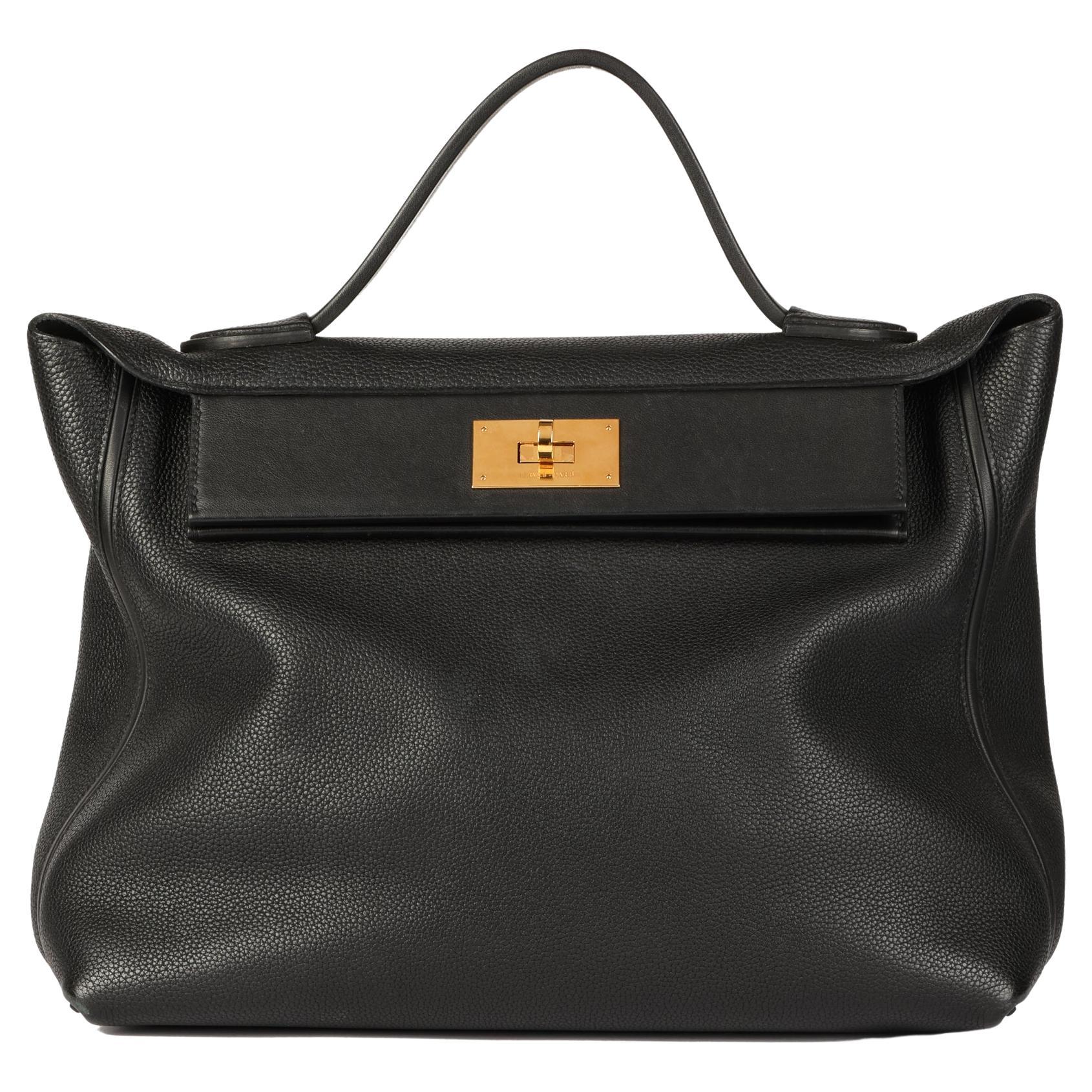 Hermès Cuir Togo noir et cuir Swift 24/24 35cm en vente