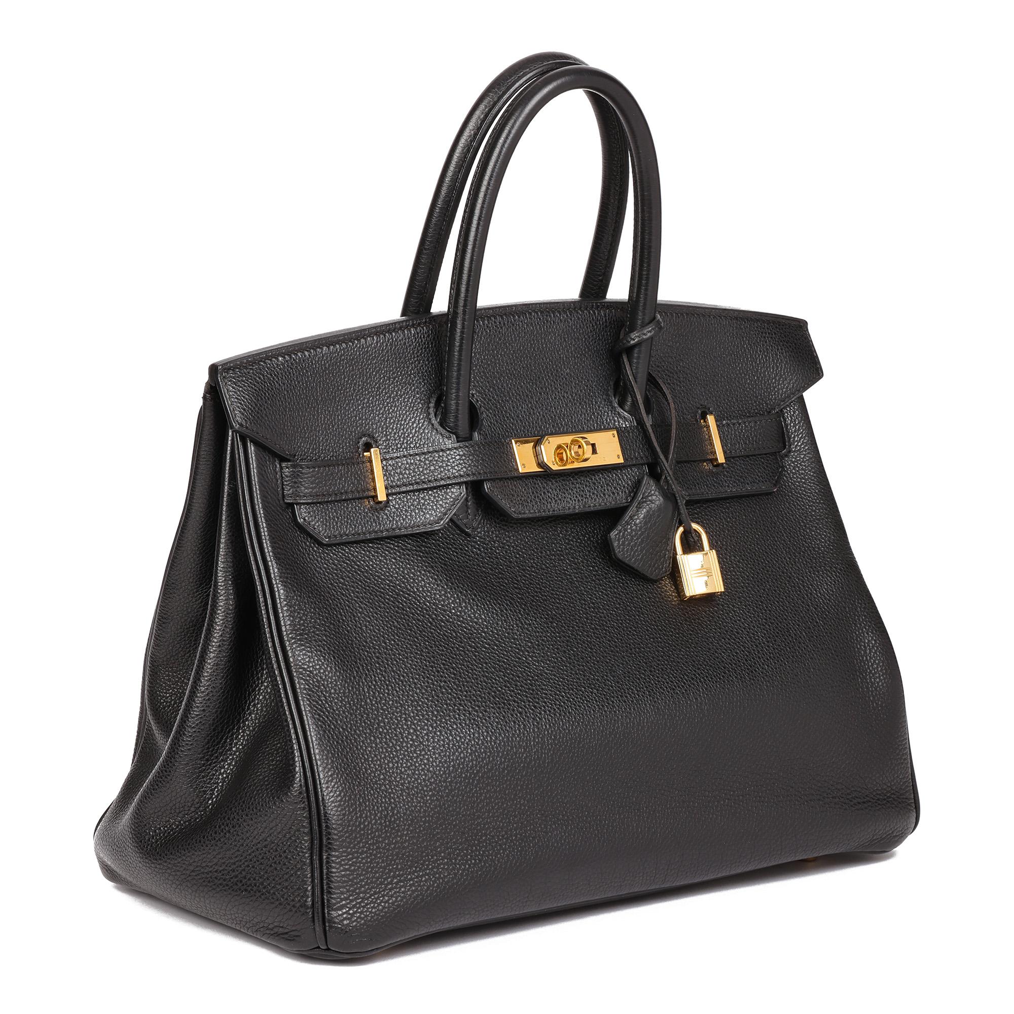 HERMÈS
Black Togo Leather Vintage Birkin 35cm Retourne 

Xupes Reference: HB4710
Serial Number: [D]
Age (Circa): 2000
Accompanied By: Padlock, Keys, Clochette
Authenticity Details: Date Stamp (Made in France)
Gender: Ladies
Type: Tote

Colour: