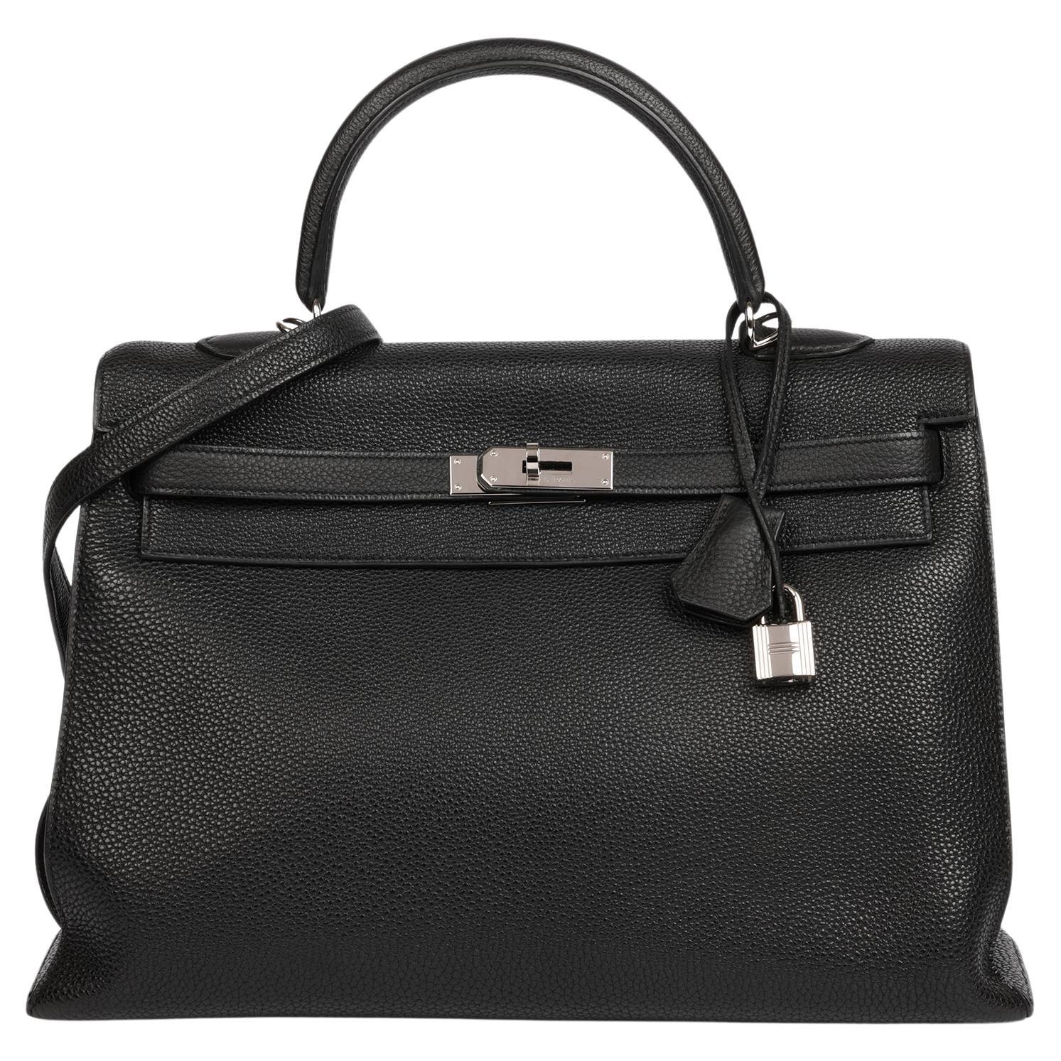 Hermès Black Togo Leather Vintage Kelly 35cm Sellier For Sale