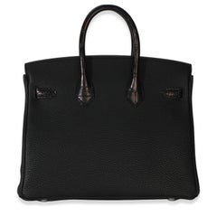Hermès Black Togo Mississippiensis Matte Alligator Touch Birkin 25 PHW