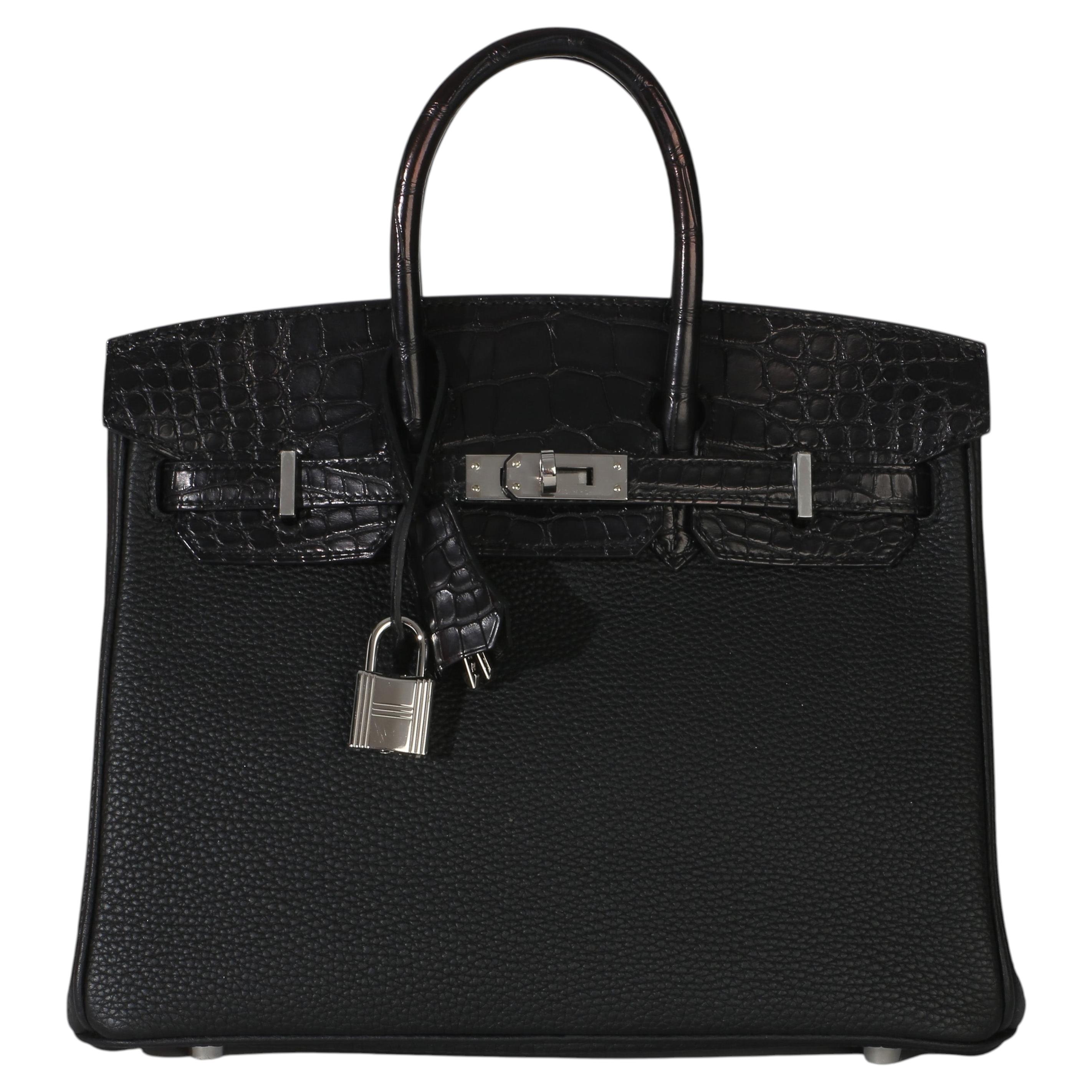 Hermès Black Togo Mississippiensis Matte Alligator Touch Birkin 25 PHW