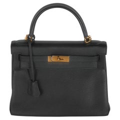 Hermès Black Togo Retourne Kelly 28 GHW