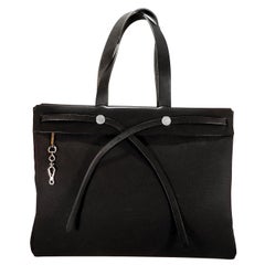 Hermès Black Toile 40 cm Herbag Cabas Tote