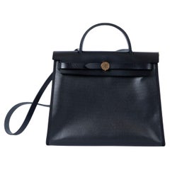 HERMES black Toile H Berline / Hunter HERBAG ZIP 31 Bag Ghw