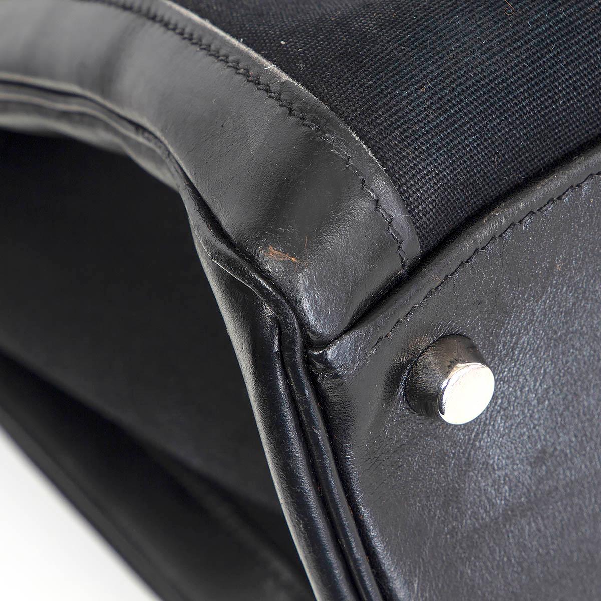 HERMES black Toile Militaire & Box leather KELLY 40 LAKIS Bag w Palladium For Sale 3