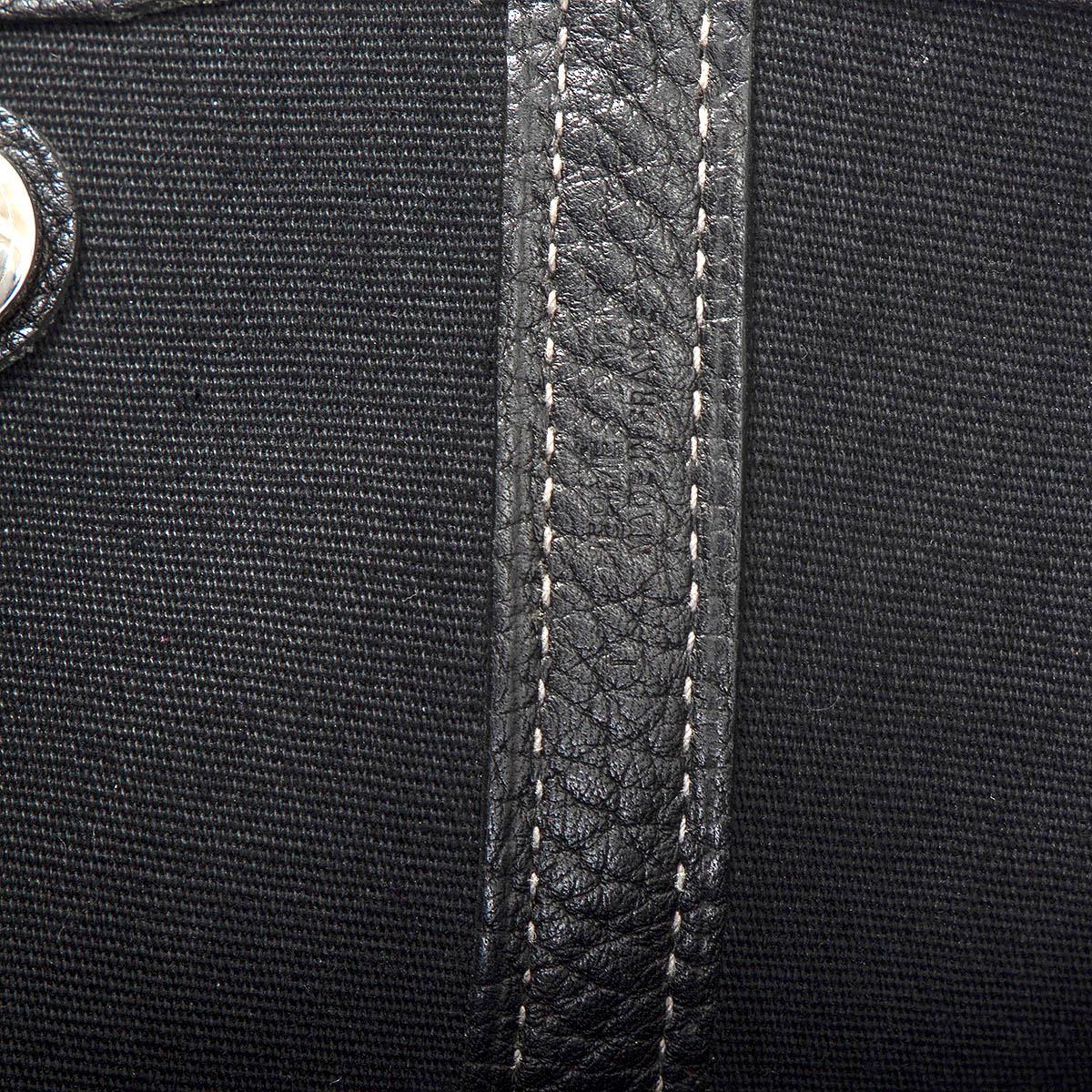 Women's HERMES black Toile Militaire Negonda GARDEN PARTY 36 Bag