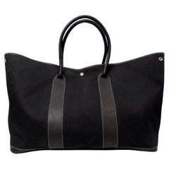 Hermes Black Toile & Negonda Garden Party 39 Tote Bag