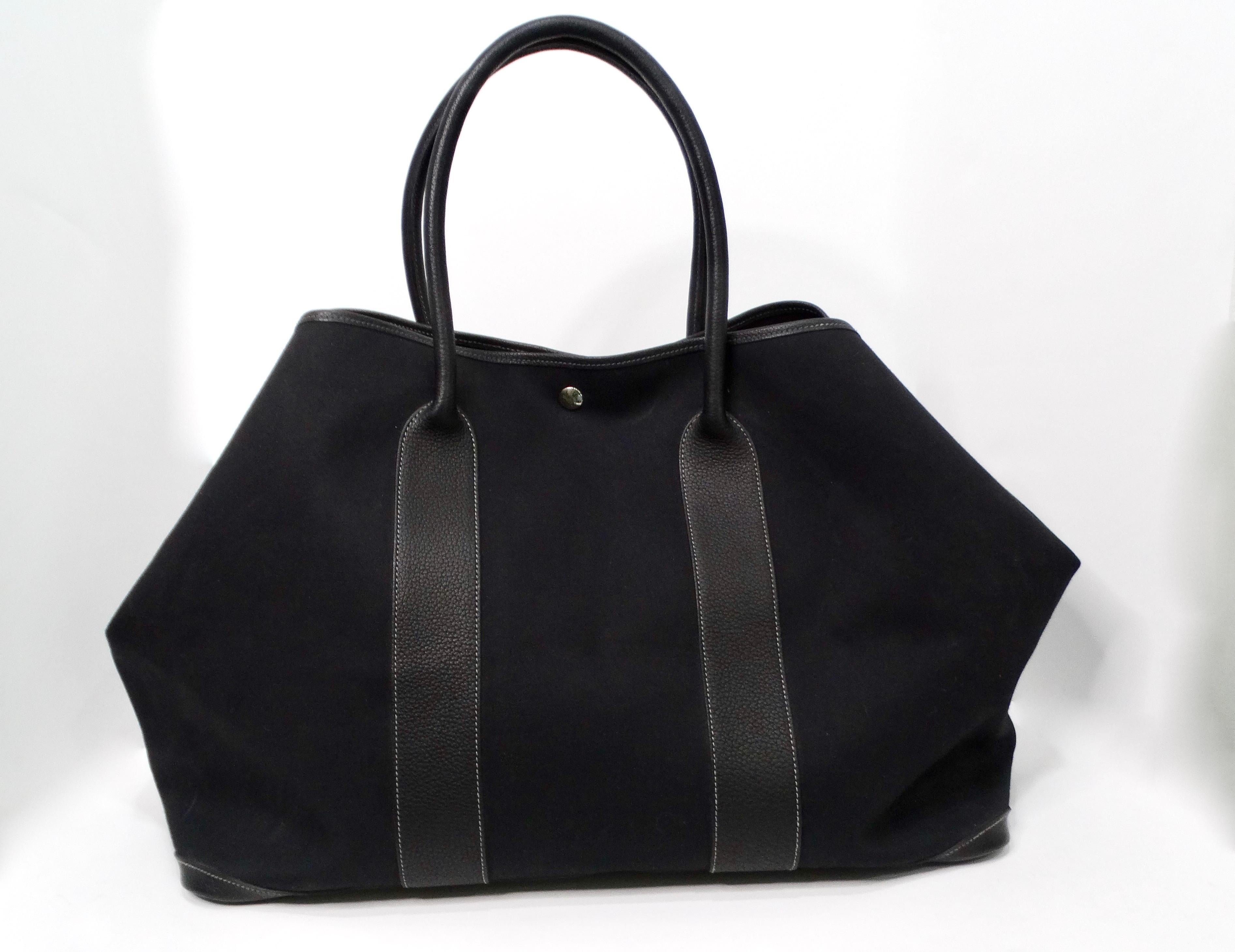 Hermes Black Toile & Negonda Garden Party 39 Tote Bag For Sale 2