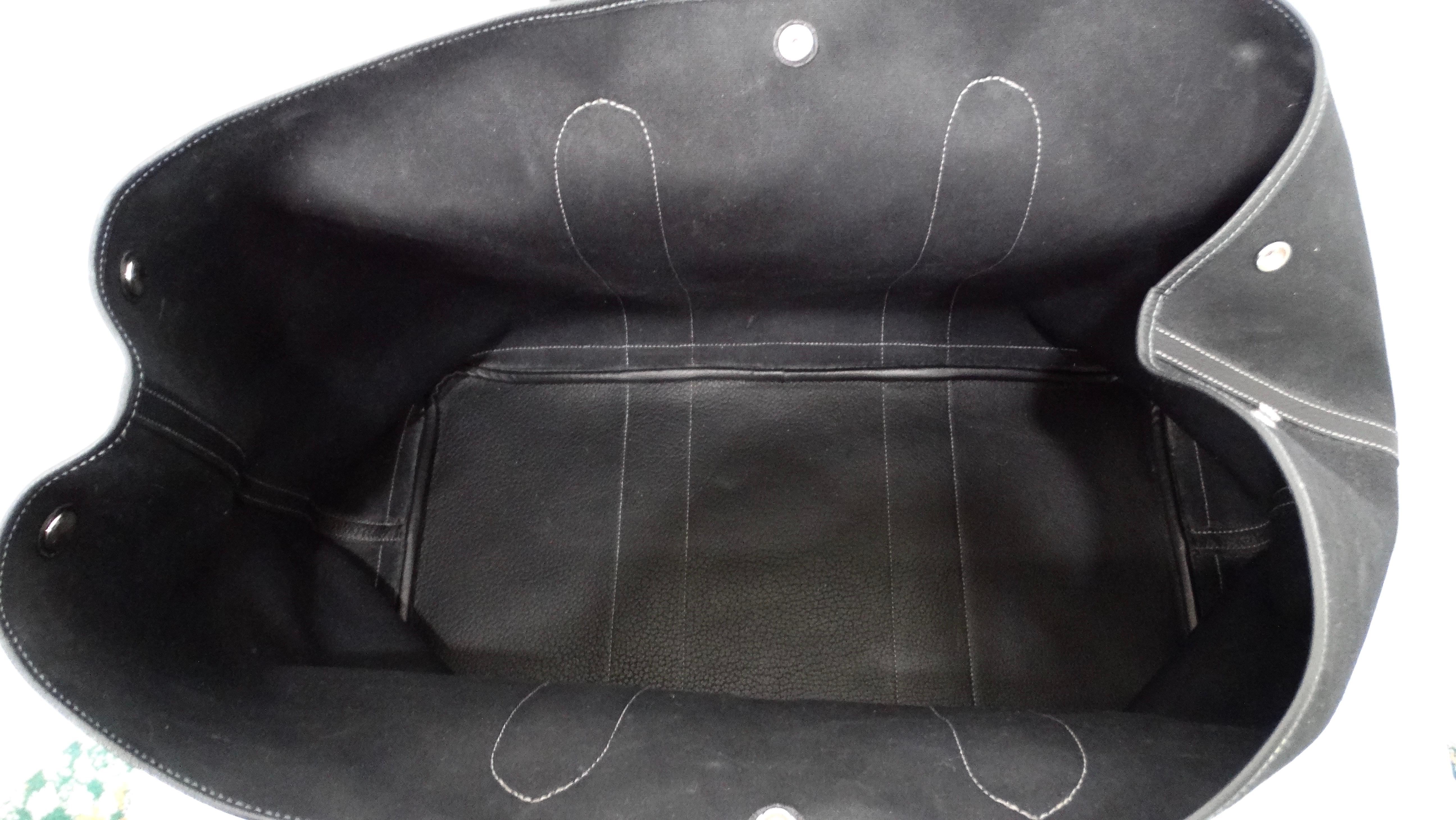 Hermes Black Toile & Negonda Garden Party 39 Tote Bag For Sale 3